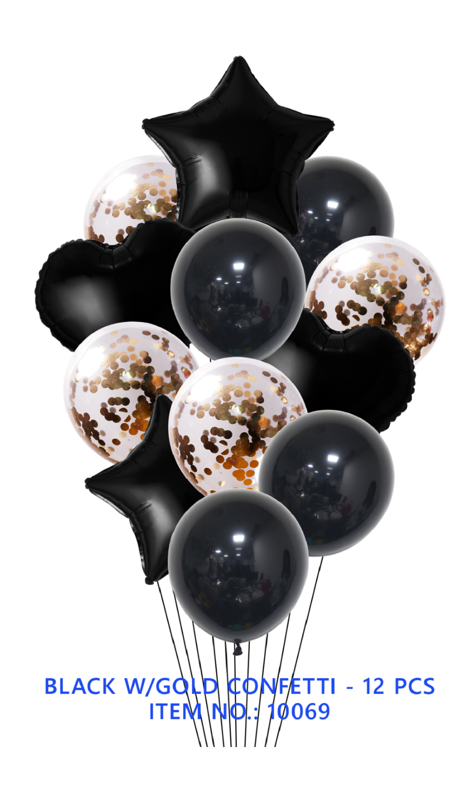 BLACK WITH GOLD CONFETTI – 12 PCS
