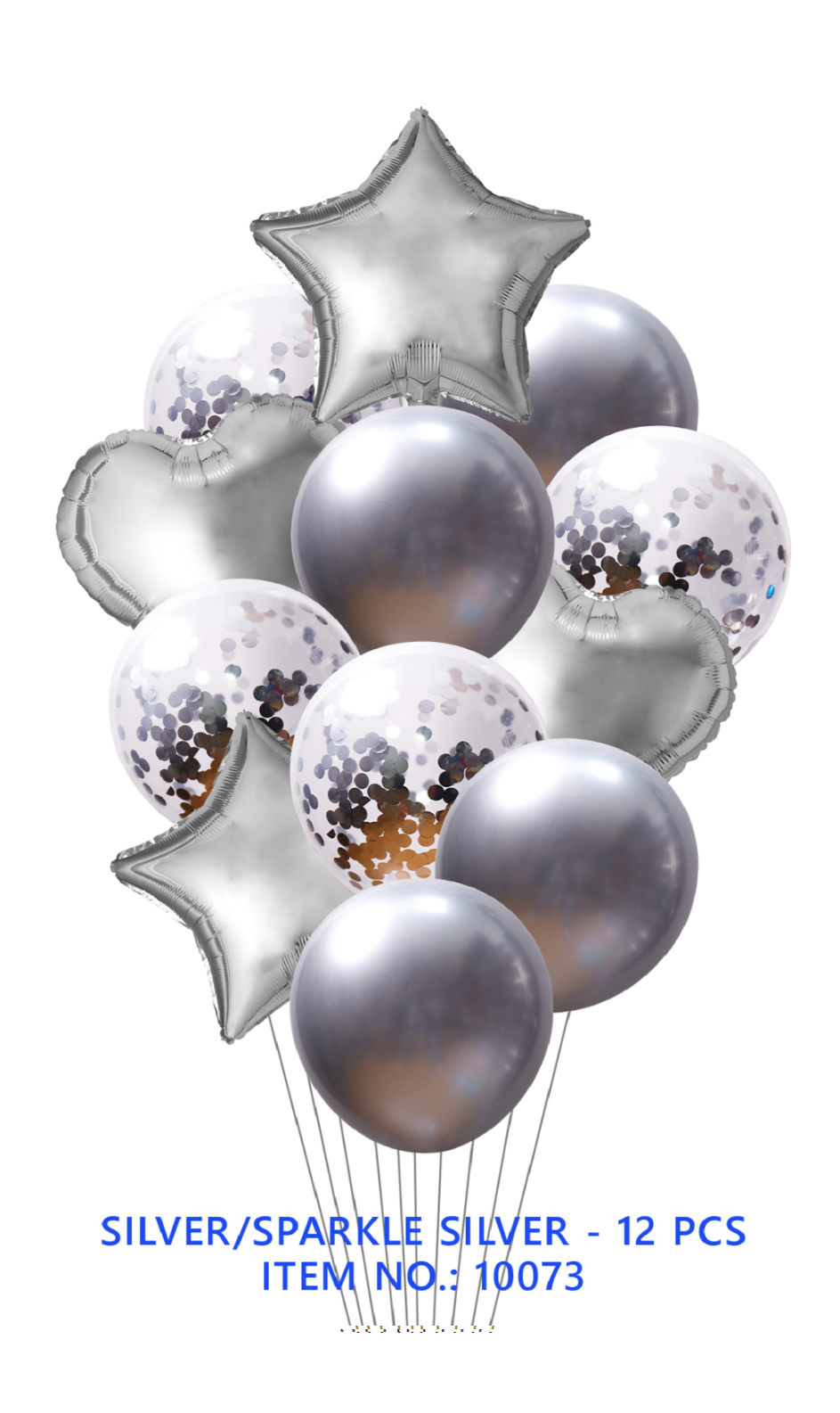 SILVER/SPARKLE SILVE – 12 PCS