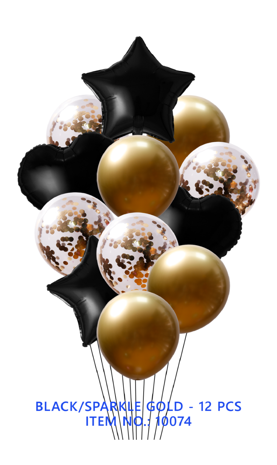 BLACK/SPARKLE GOLD – 12 PCS