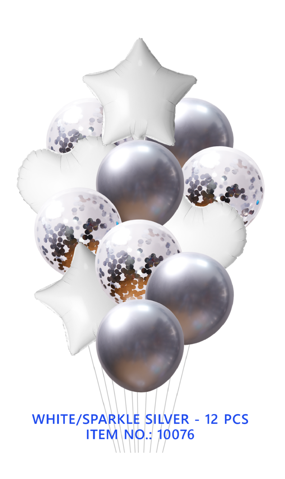 WHITE/SPARKLE SILVER – 12 PCS
