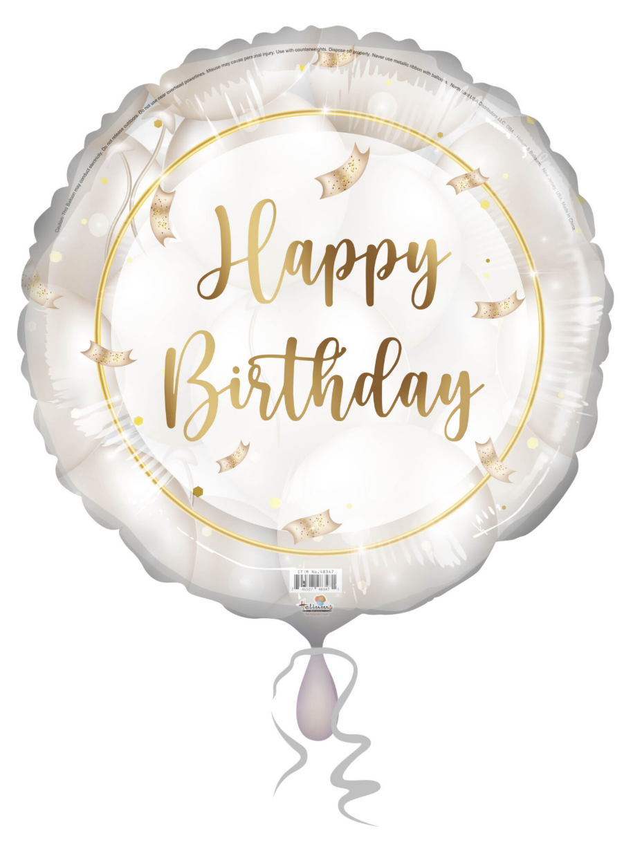31C HAPPY BIRTHDAY PEARLIZED WHITE BALLOONS