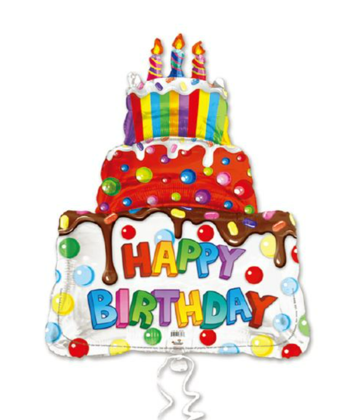 LRG SHP HAPPY BIRTHDAY 3 TIER CAKE