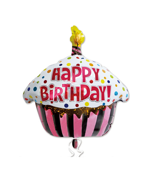 19CC Happy Birthday Dot Pink Cupcake