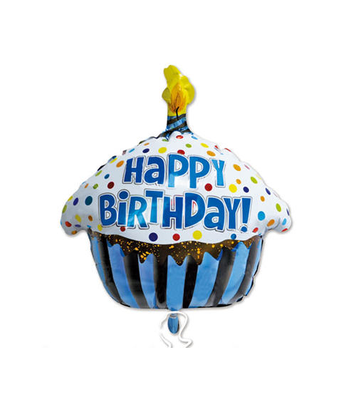 19CC Happy Birthday Dot Blue Cupcake