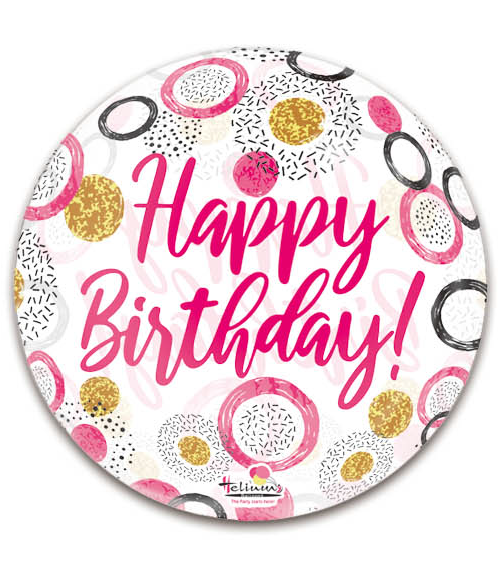 20″ BUBBLZ HAPPY BIRTHDAY PINK DOTS & CIRCLES