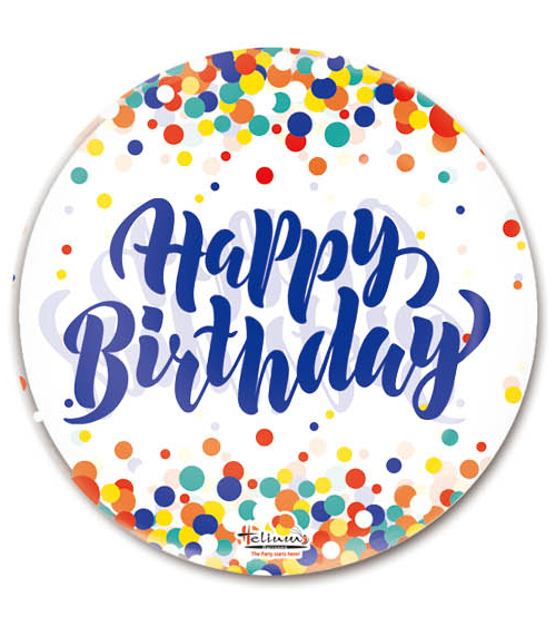 20″ BUBBLZ HAPPY BIRTHDAY BLUE FRONT W/MULTICOLOR DOTS