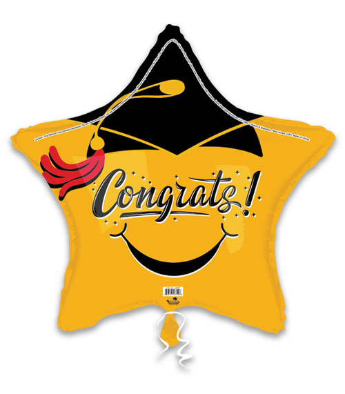 31S SMILEY CONGRATS GRAD CAP W/TASSEL