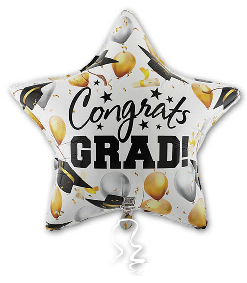 31S CONGRATS GRAD CAPS DIPLOMA & BALLOON WHITE