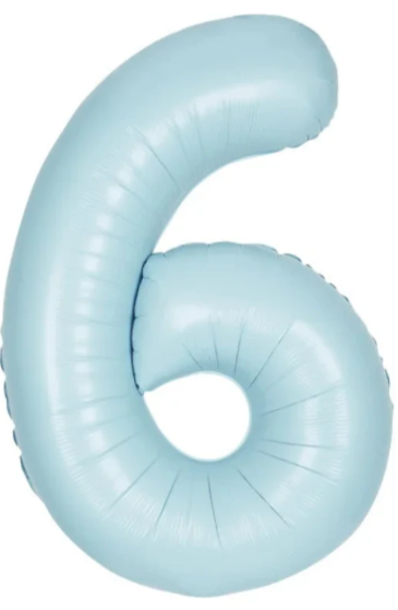 34" Number 6 Matte Baby Blue