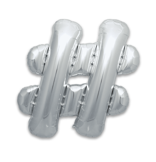 14" Silver Hashtag