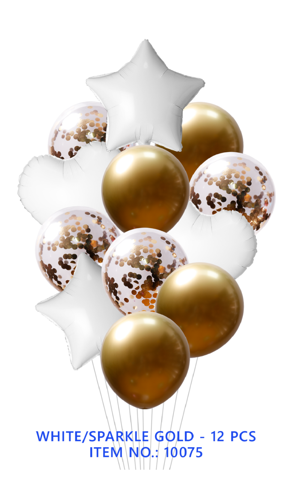 WHITE/SPARKLE GOLD – 12 PCS