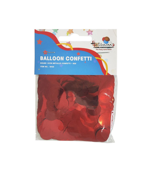 ROUND 1.5CM METTALIC CONFETTI 20GM – RED