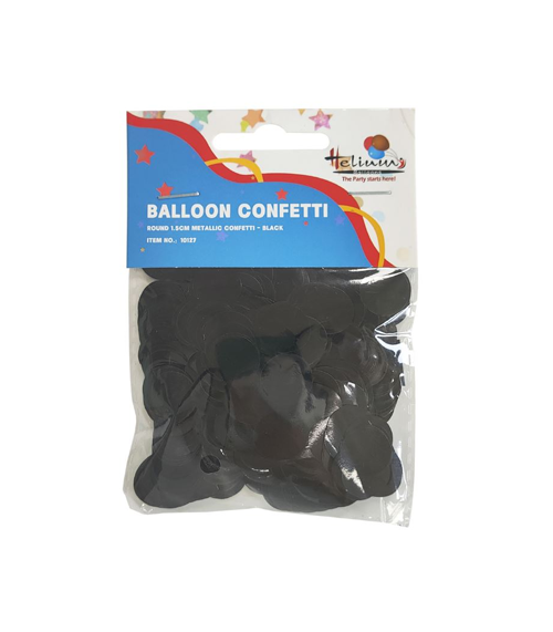 ROUND 1.5CM METTALIC CONFETTI 20GM – BLACK