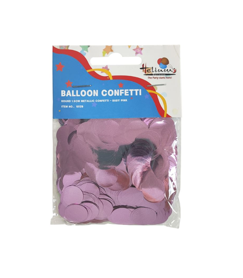 ROUND 1.5CM METTALIC CONFETTI 20GM – BABY PINK