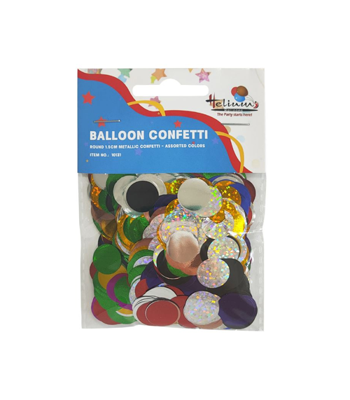 ROUND 1.5CM METTALIC CONFETTI 20GM – ASSORTED