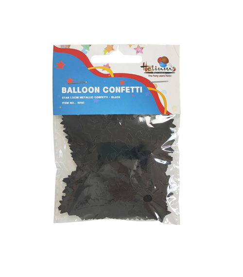 STAR 1.5CM METTALLIC CONFETTI 20GM - BLACK