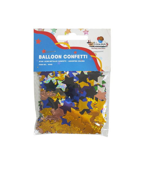 STAR 1.5CM METTALLIC CONFETTI 20GM - ASSORTED