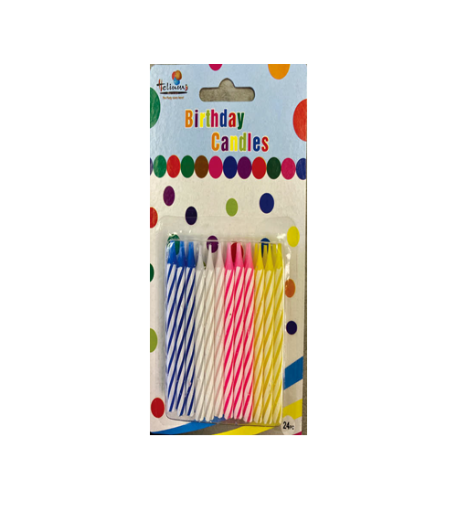 24CT SPIRAL BDAY CANDLE MULTICOLOR