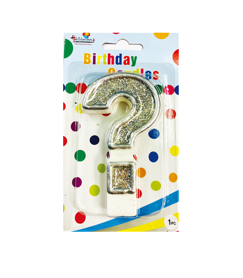 SILVER NUMERAL BDAY CANDLE #?