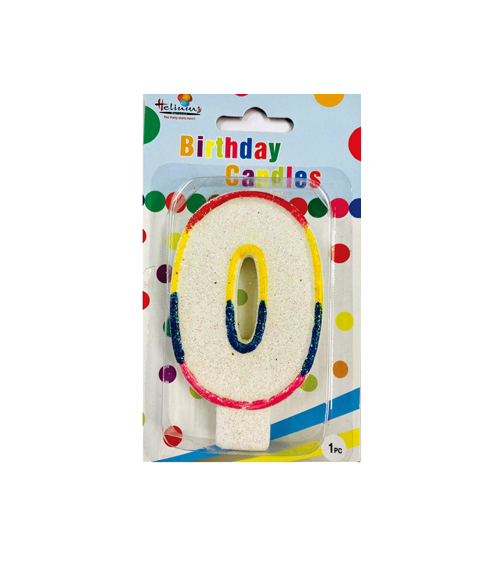 RAINBOW NUMERAL BDAY CANDLE #0