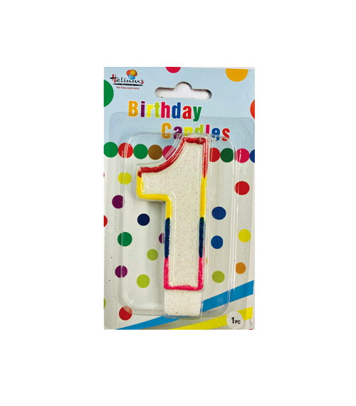 RAINBOW NUMERAL BDAY CANDLE #1