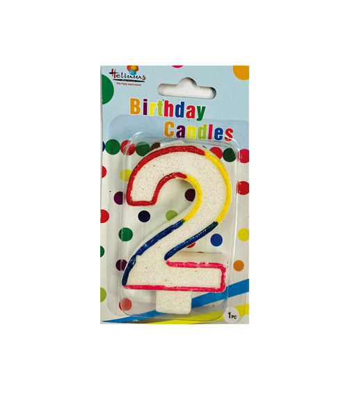 RAINBOW NUMERAL BDAY CANDLE #2