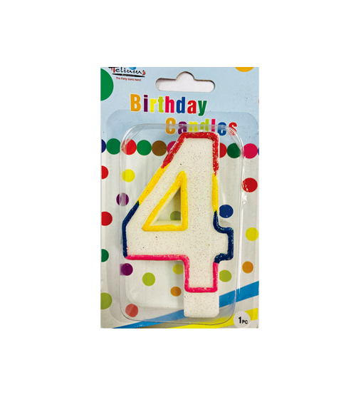 RAINBOW NUMERAL BDAY CANDLE #4