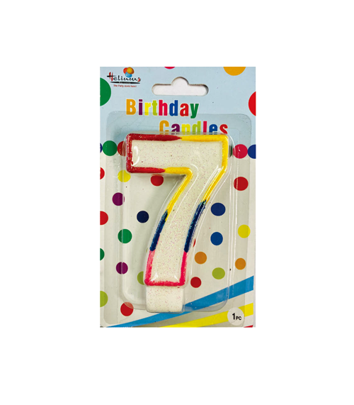 RAINBOW NUMERAL BDAY CANDLE #7