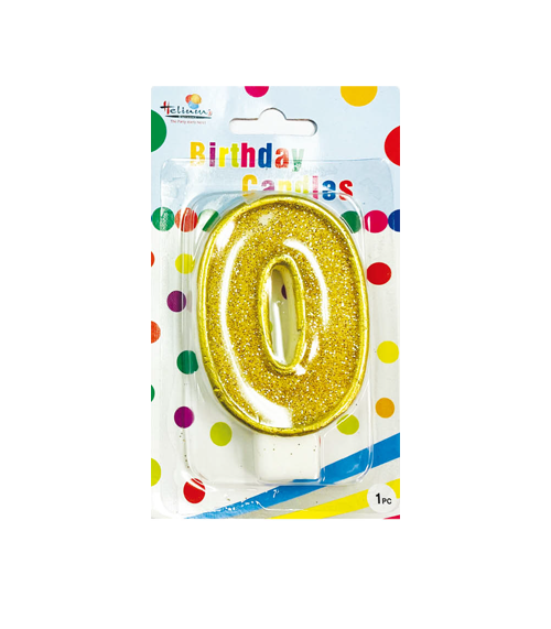 GOLD NUMERAL BDAY CANDLE #0