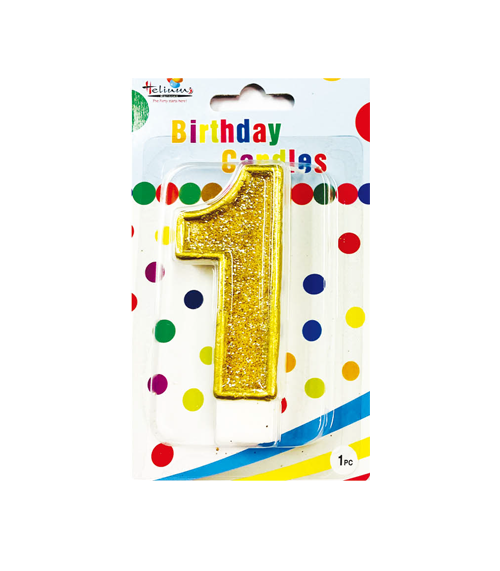 GOLD NUMERAL BDAY CANDLE #1