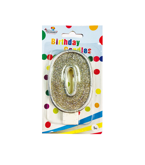 SILVER NUMERAL BDAY CANDLE #0