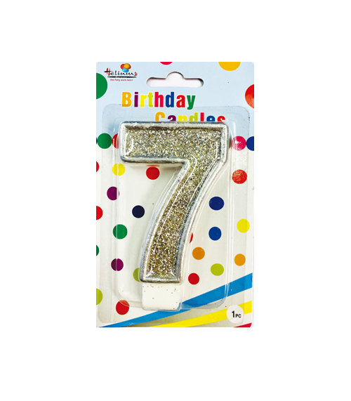 SILVER NUMERAL BDAY CANDLE #7