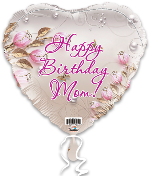 Happy Birthday Mom Flowers Pearls & Butterflies