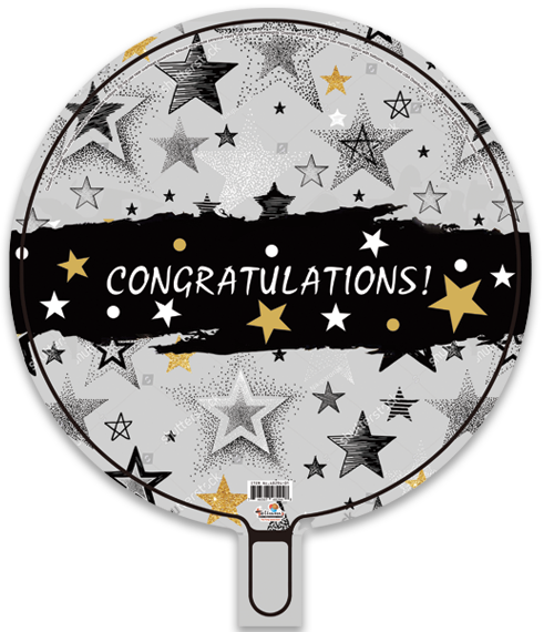 Congratulations Stars Black & Silver Background