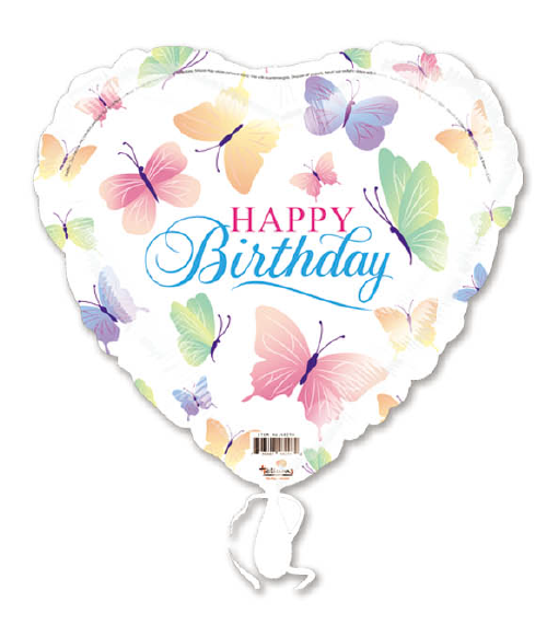 Happy Birthday  Butterflies White Background