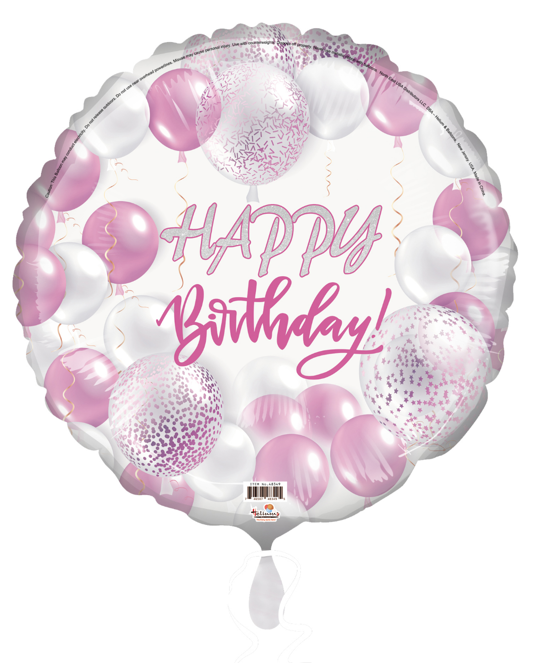 31C HAPPY BIRTHDAY PEARLIZED PINK WHITE FANCY BALLOONS
