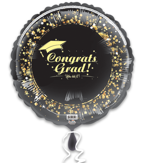 Congrats Grad - You Did It! Black W/Gold Stars