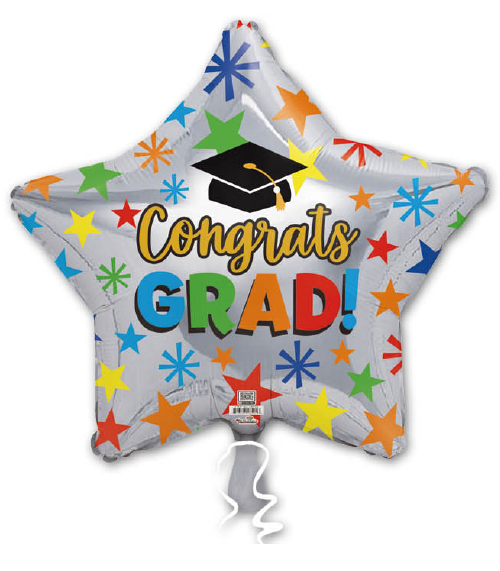 Congrats Grad Colorful Stars Silver