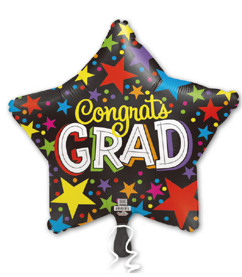 Congrats Grad Colorful Stars Black