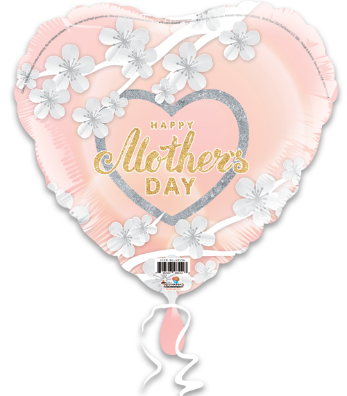 Happy Mother's Day Floral Pink W/Silver Heart