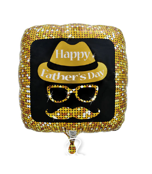 Happy Father's Day Gold Hat Glasses & Mustache