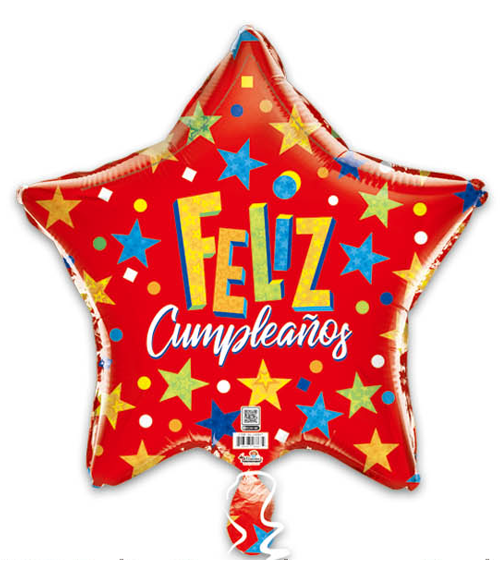 Feliz Cumpleanos Red W/Colorful Stars