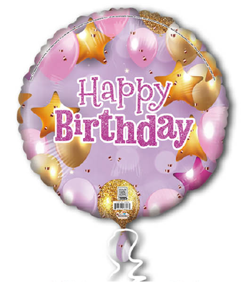 Happy Birthday Lavender - Pink & Gold Balloons