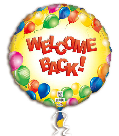 Welcome Back Balloons Yellow Background