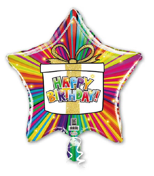 Happy Birthday Gift Box Multi Color Star Brust