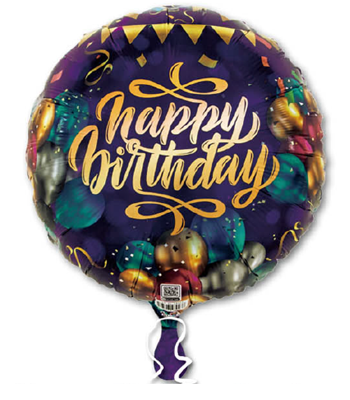 Happy Birthday Purple Balloons Banners Confetti