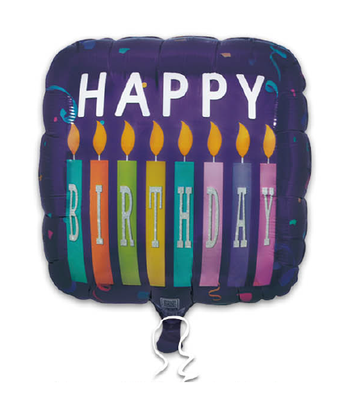 Happy Birthday Lettering Candles Purple Background