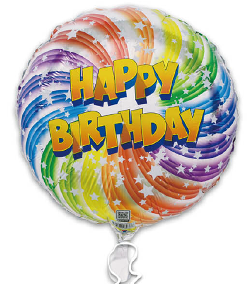 Happy Birthday Rainbow Swirl Pattern