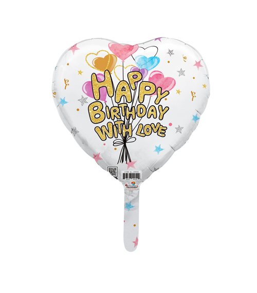 9H Happy Birthday with Love Heart Balloons