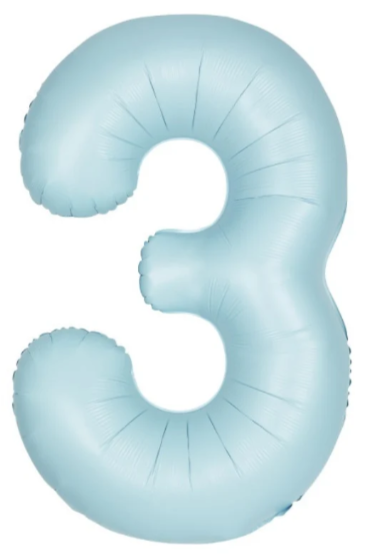 34" Number 3 Matte Baby Blue